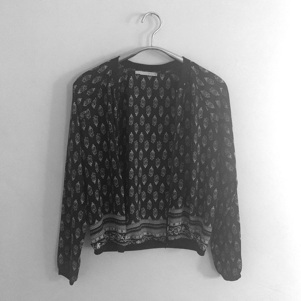 Black & White Lightweight Printed Bomber Jacket